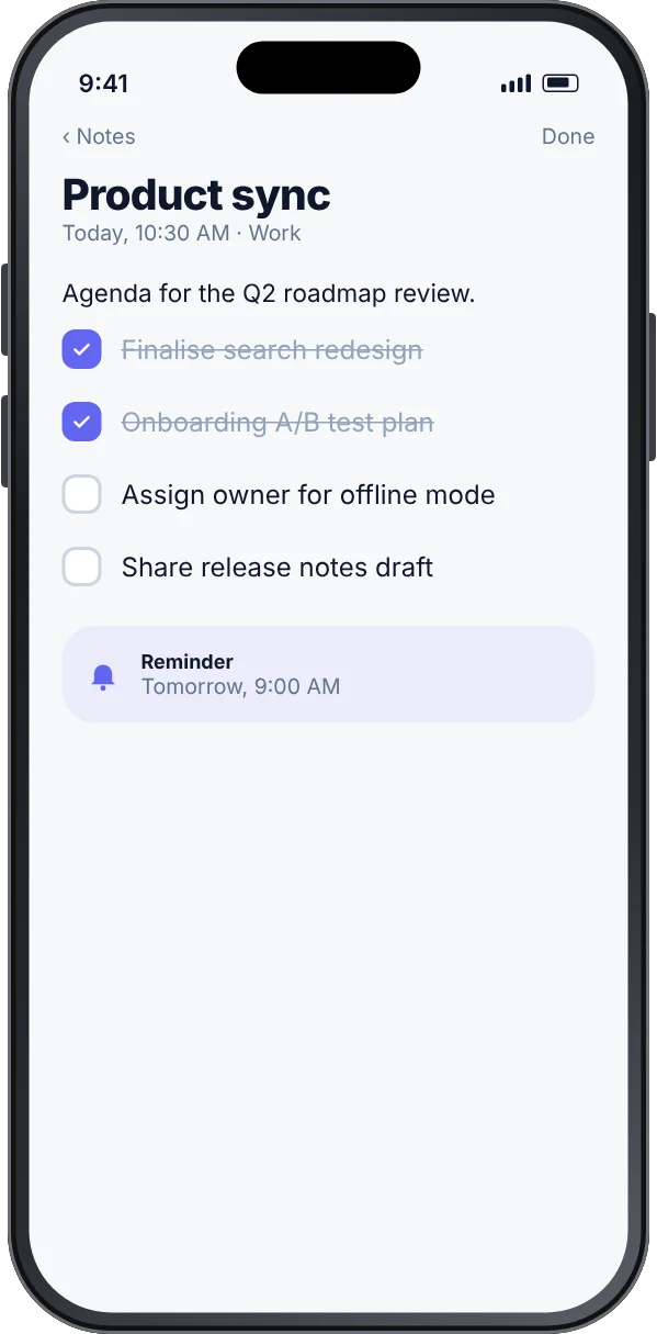NoteFlow: Checklists and reminders